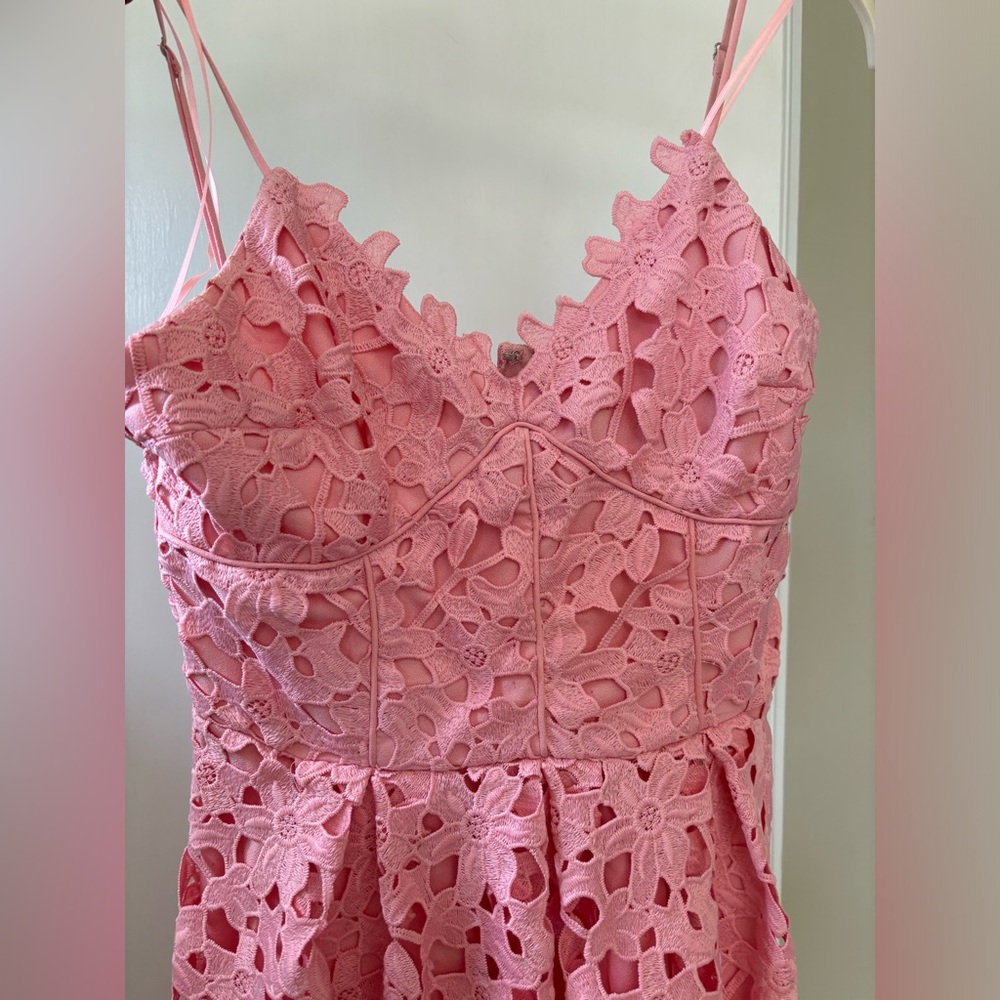 Pink lace cocktail dress